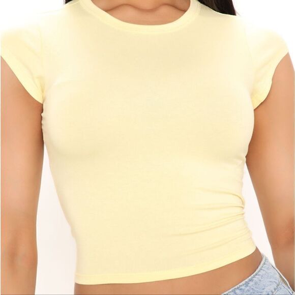 Zyia Yellow Cropped T-Shirt - Picture 1 of 5